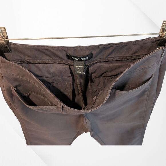 White House Black Market Slim Ankle Length Brown Pants  With Side Zipper - 4 - Picture 4 of 8